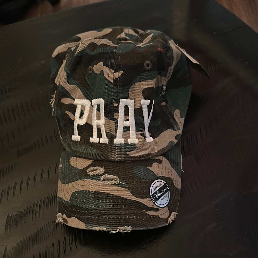 Beacon Threads PRAY distressed hat. Distressed